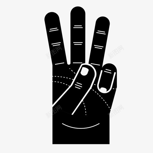 左手三指身体数数图标svg_新图网 https://ixintu.com 左手三指 手 手势 数数 身体