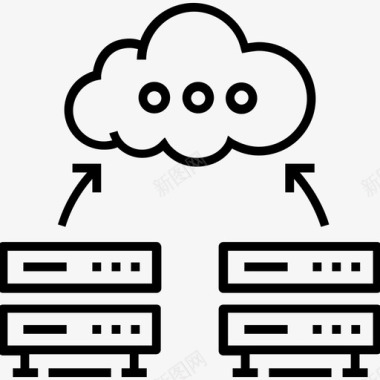 托管和数据库云计算机架式服务器图标图标