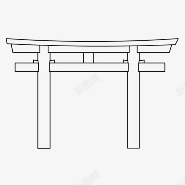 神道门入口日本细木工图标图标