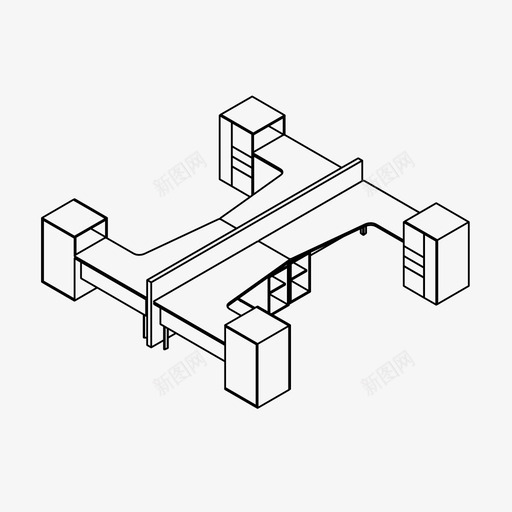 工作空间商务办公桌图标svg_新图网 https://ixintu.com 办公室 办公桌 商务 团队 工作空间 开放式办公室