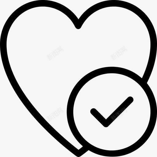 心形复选标记已批准最爱图标svg_新图网 https://ixintu.com 勾号 已批准 心形复选标记 最爱 爱 爱和结婚线图标