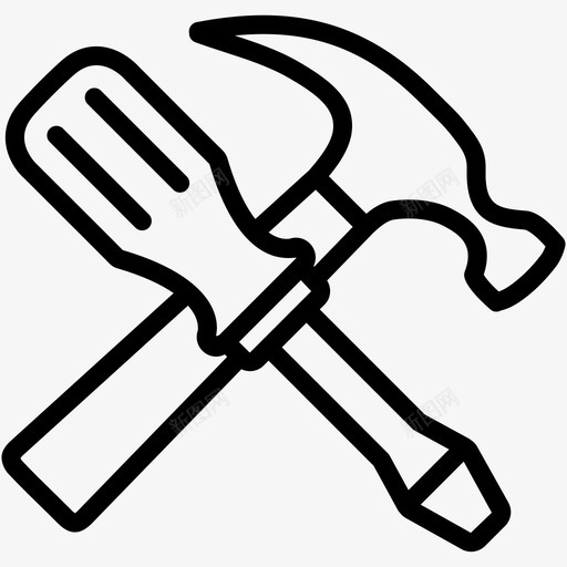 锤子螺丝刀修理设置图标svg_新图网 https://ixintu.com 修理 工具 施工 设置 锤子螺丝刀