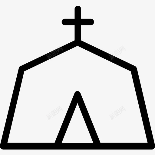 教堂营地小教堂图标svg_新图网 https://ixintu.com 圣十字架 小教堂 教堂 聚会和庆祝线图标 营地