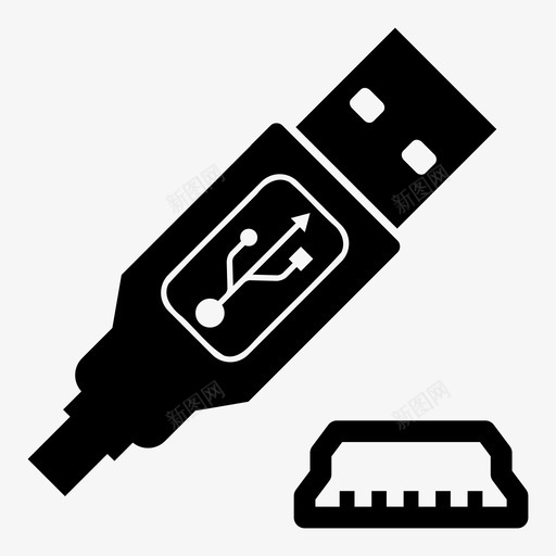 迷你usb电缆充电图标svg_新图网 https://ixintu.com psp 充电 打印机 控制器 电缆 迷你usb