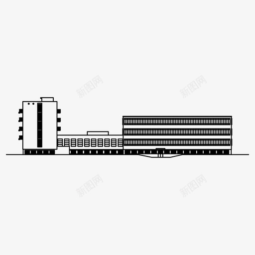 包豪斯建筑德国图标svg_新图网 https://ixintu.com 包豪斯 建筑 建筑杰作 德国 格罗皮乌斯 现代