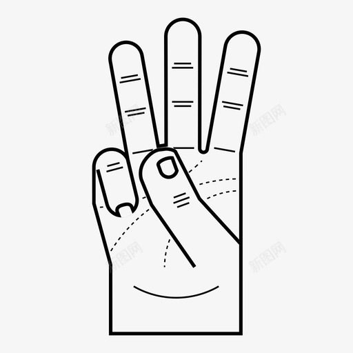 右手三指身体数图标svg_新图网 https://ixintu.com 右手三指 手 手势 数 身体