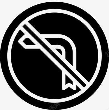 禁止左转标志交通图标图标