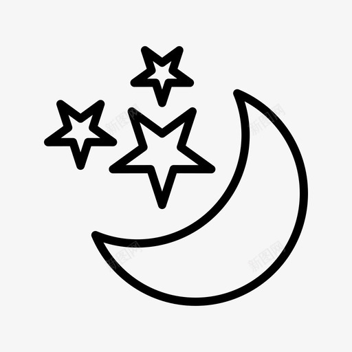 月亮和星星夜晚天气图标svg_新图网 https://ixintu.com 夜晚 天气 月亮和星星