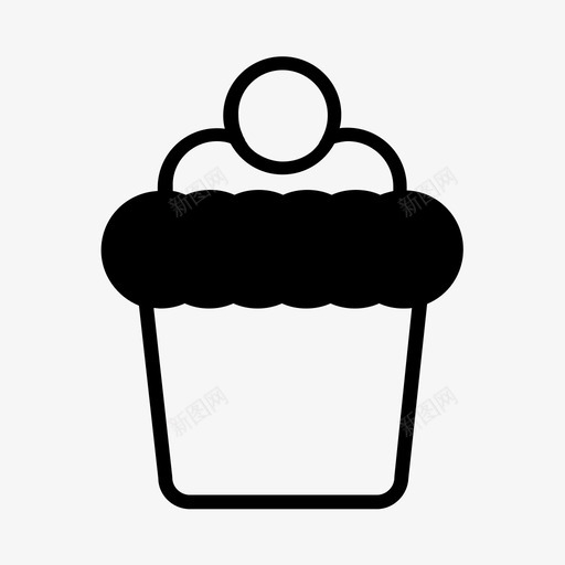 纸杯蛋糕烘焙樱桃图标svg_新图网 https://ixintu.com 松饼 樱桃 烘焙 甜点 纸杯蛋糕