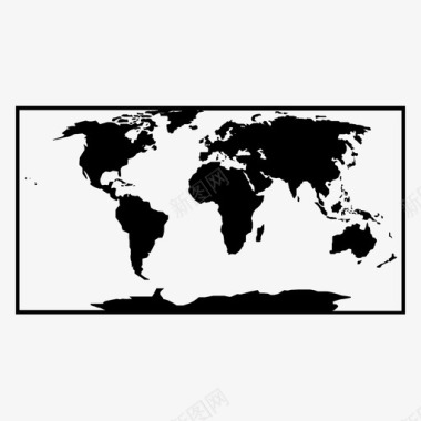 世界地图矩形地球地图图标图标