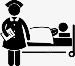 简洁护士看护病人医院护士看护人医疗保健图标高清图片
