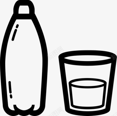 一瓶水杯子玻璃杯图标图标