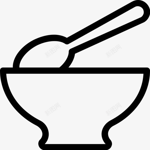 碗和勺子热食物热汤图标svg_新图网 https://ixintu.com 热汤 热食物 碗和勺子 食物线图标 饭