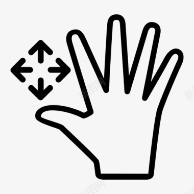 五个手指拖动交互触摸手势图标图标