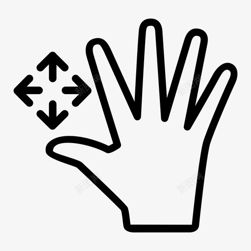五个手指拖动交互触摸手势图标svg_新图网 https://ixintu.com 五个手指拖动 交互 手势 触摸手势