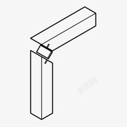 斜接花键接头斜接木工连接图标高清图片