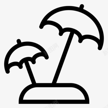 雨伞海滩海洋图标图标