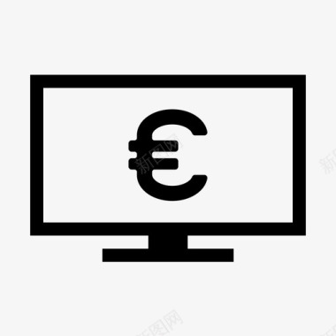 电视屏幕货币欧元电视电视屏幕图标图标