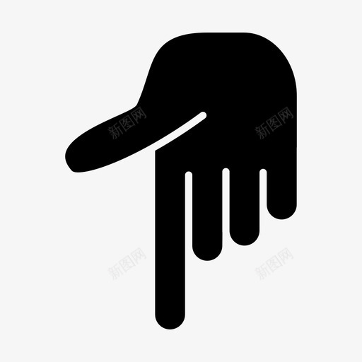 向下方向手指图标svg_新图网 https://ixintu.com 向下 手 手向下 手指 方向