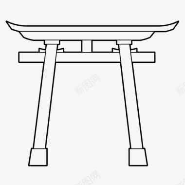 神道门入口日本细木工图标图标