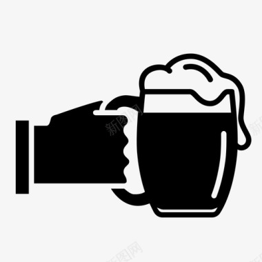 啤酒啤酒杯手图标图标