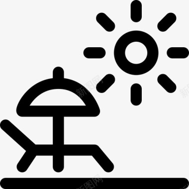 日光浴休息室夏季图标图标
