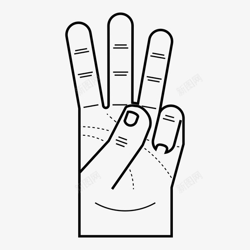 左手三指身体数数图标svg_新图网 https://ixintu.com 左手三指 手 手势 数数 身体