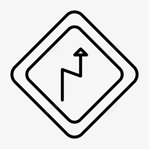 双弯标志信号图标svg_新图网 https://ixintu.com 交通 信号 双弯 标志 运输