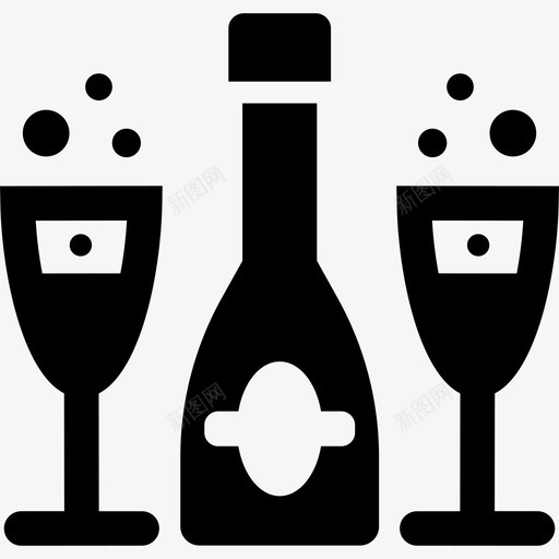 酒瓶和玻璃杯食物圣诞节图标svg_新图网 https://ixintu.com 圣诞节 酒瓶和玻璃杯 食物