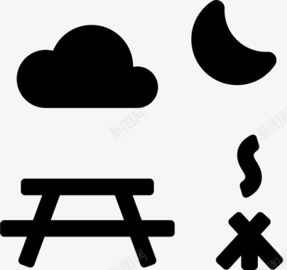 桌子篝火云彩图标图标