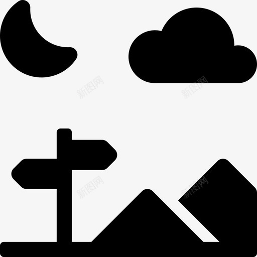 十字路口云层位置图标svg_新图网 https://ixintu.com 云层 位置 十字路口 夜晚 天气景观充满 导航 月亮