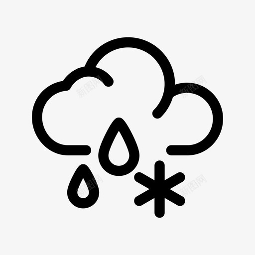 雨夹雪云预报图标svg_新图网 https://ixintu.com 云 冻雨 天气线 雨夹雪 预报