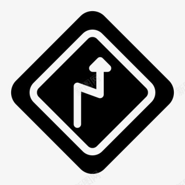 双弯道路标志图标图标