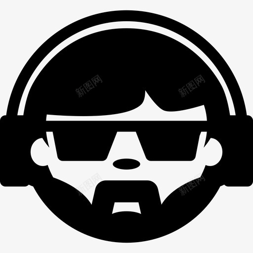 男人脸上戴着耳机墨镜和胡子人图标svg_新图网 https://ixintu.com 人 人的象形图 墨镜和胡子 男人脸上戴着耳机