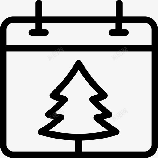 日历圣诞节日期图标svg_新图网 https://ixintu.com 圣诞节 日历 日期 松树 派对和庆祝线图标 相框