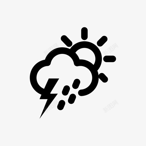 天气气候雨图标svg_新图网 https://ixintu.com 天气 太阳 气候 雨 雷电