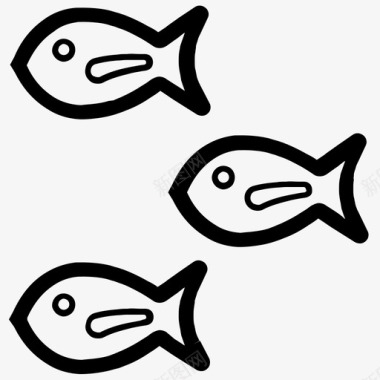 鱼类群体海鲜图标图标