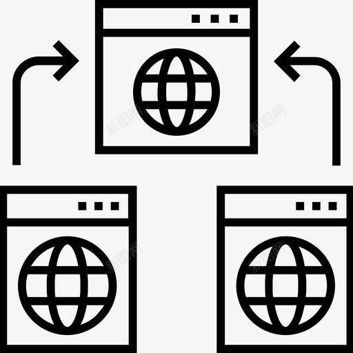 反向链接全球共享图标svg_新图网 https://ixintu.com 1400网络和搜索引擎优化平面线图标 全球 共享 反向链接 网络