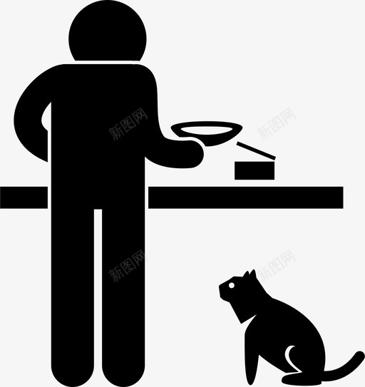 喂猫食物人图标svg_新图网 https://ixintu.com 人 准备 喂猫 宠物猫 食物 饭