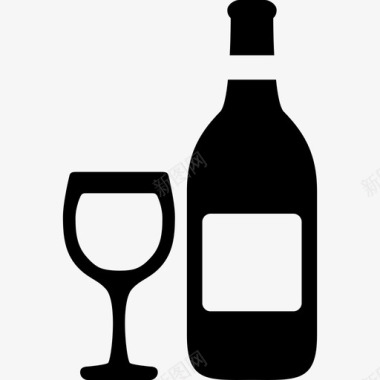 酒瓶和玻璃杯食物感恩节图标图标