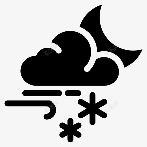 夜雪和风云雪图标svg_新图网 https://ixintu.com 云 夜雪和风 天气 雪 风雪