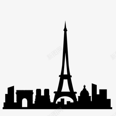 巴黎城凯旋门埃菲尔铁塔图标图标