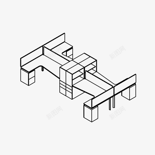 工作空间商务办公桌图标svg_新图网 https://ixintu.com 办公室 办公桌 商务 团队 工作空间 开放式办公室