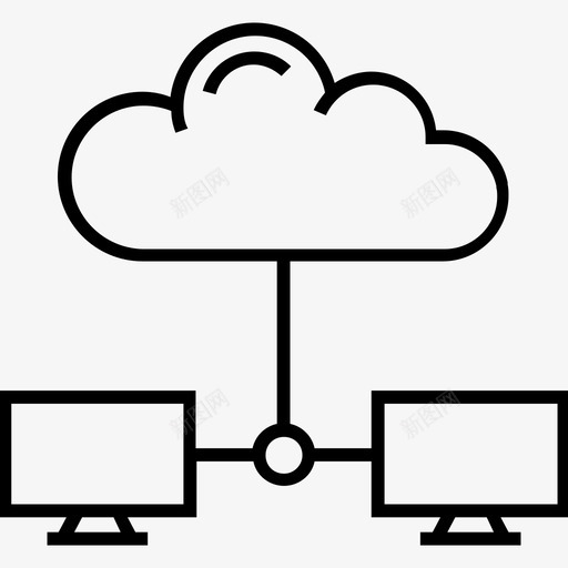 云计算云托管云网络图标svg_新图网 https://ixintu.com 1400个web和seo平面线图标 icloud monitor 云托管 云网络 云计算