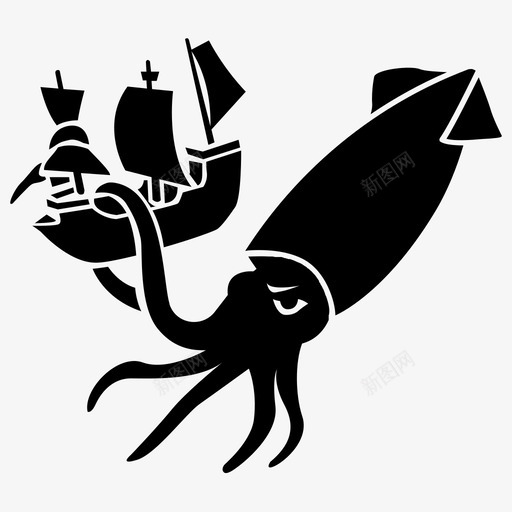 海怪巨乌贼利维坦图标svg_新图网 https://ixintu.com 利维坦 巨乌贼 怪物 海怪 海洋 神话 神话生物