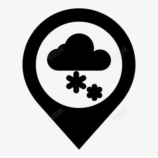 雪云预报图标svg_新图网 https://ixintu.com 云 地图标记 天气 降雪 雪 雪云 预报
