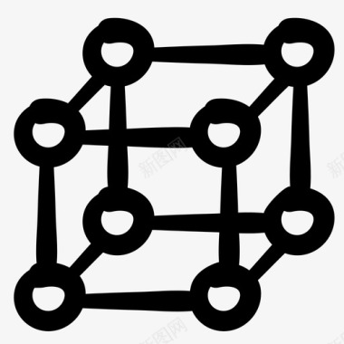三维形状立方体涂鸦图标图标