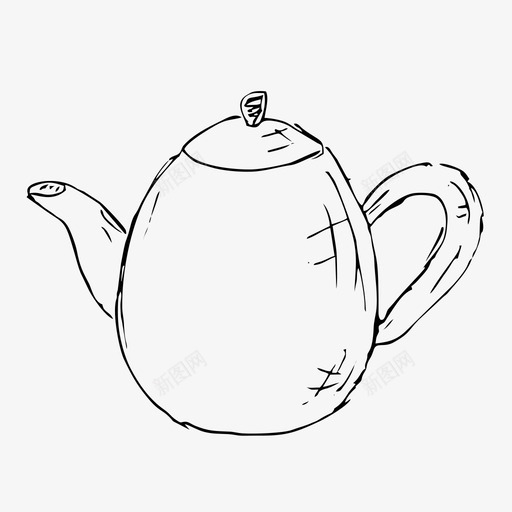 茶壶手绘水壶图标svg_新图网 https://ixintu.com 手绘 水壶 素描 茶壶