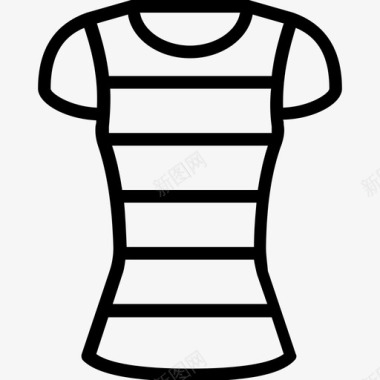 条纹t恤服装女式图标图标