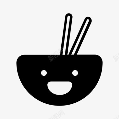 带筷子的微笑碗中文食物图标图标